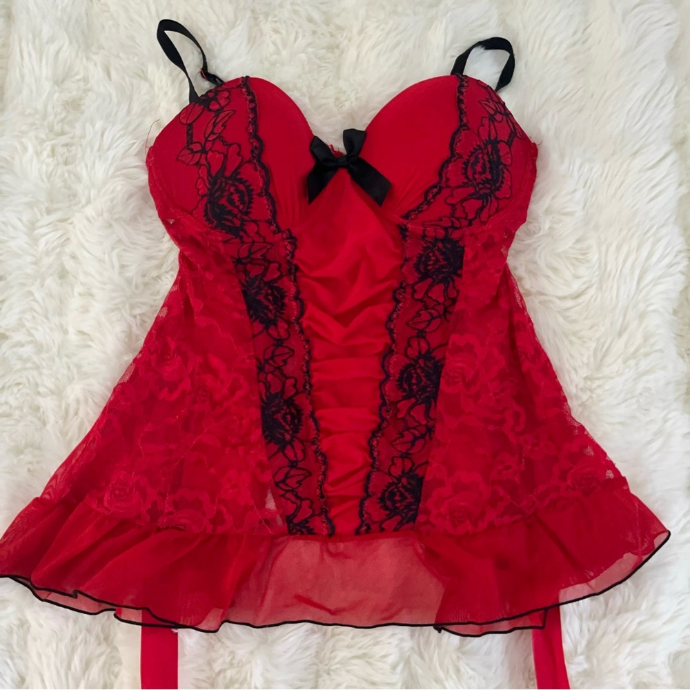 Elegant Red Lace Lingerie Top